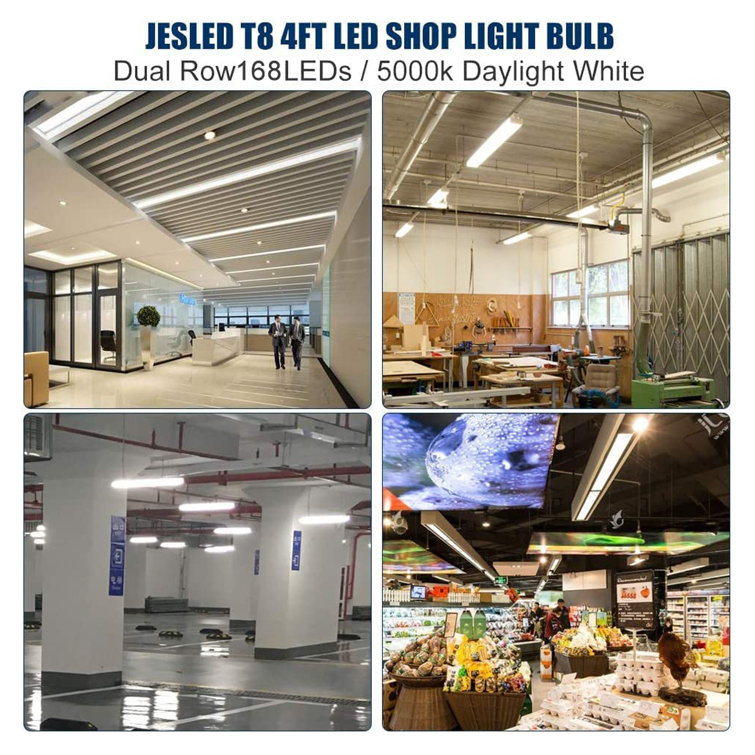 JESLED G13 Bi pin Based T8 4FT LED Light Bulbs 24W 3000LM Wayfair